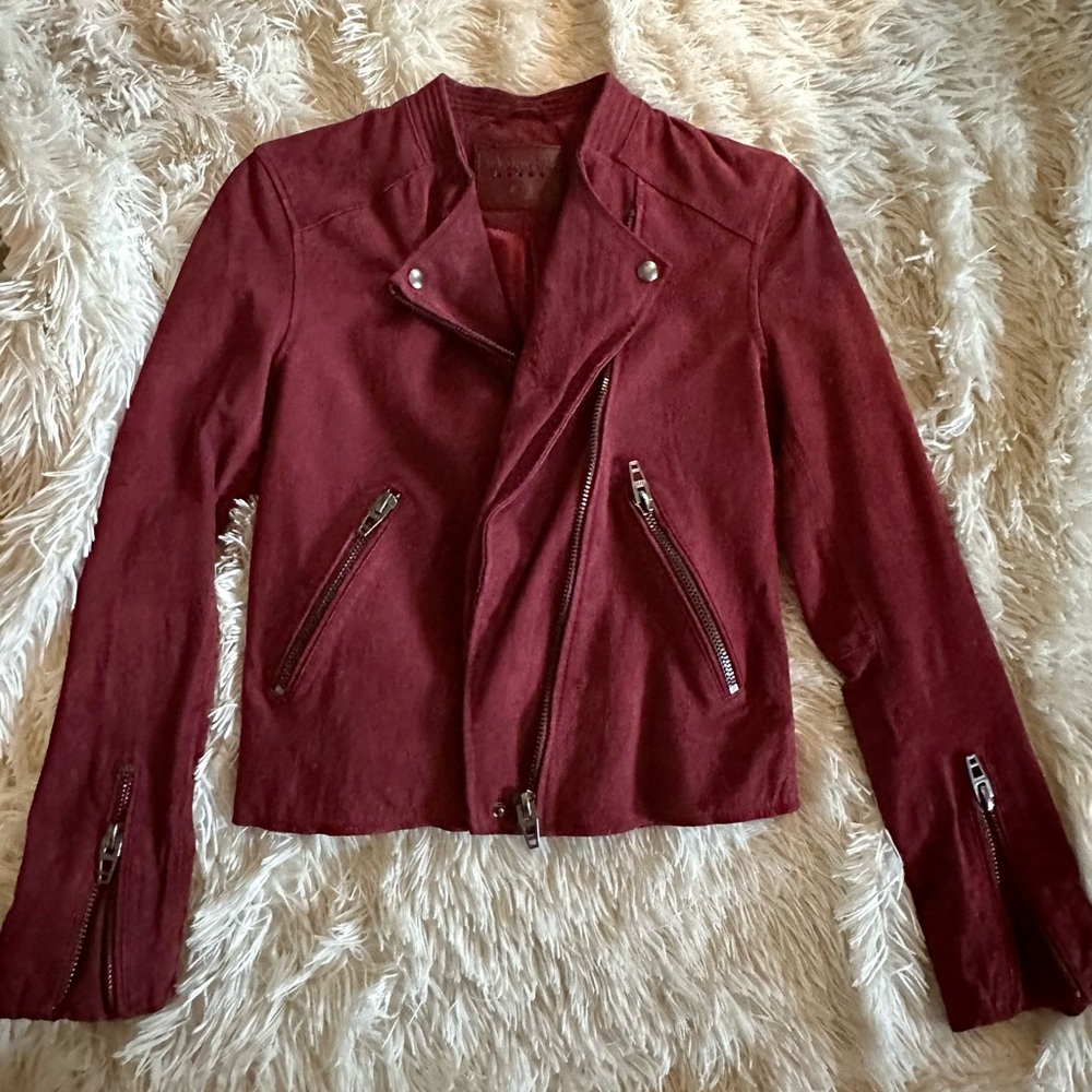 BLANK NYC: Suede leather Moto jacket